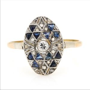 Beautiful auth antique sapphire & diamond 18k ring